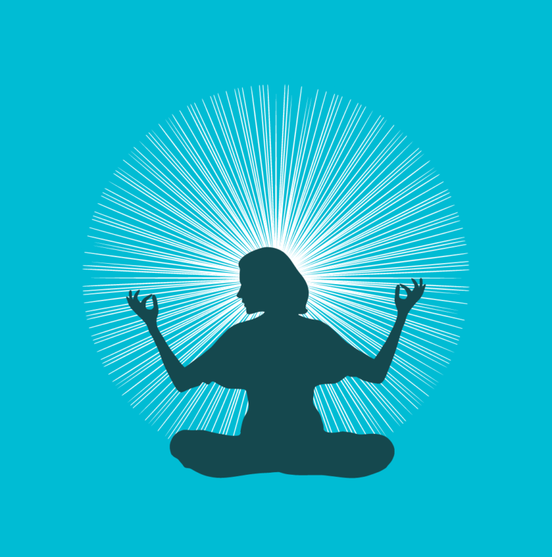 A graphic of someone meditating